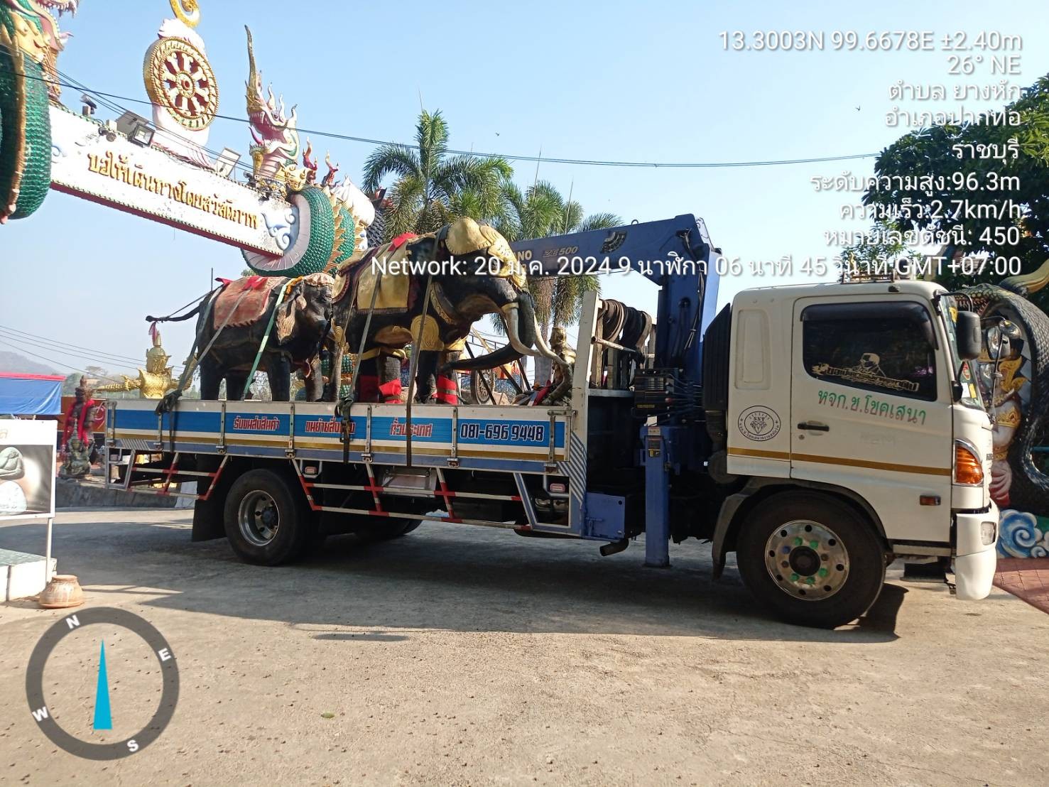 งานขนย้ายรูปปั้นช้างศึก เดินทางมาถึงจังหวัดราชบุรี